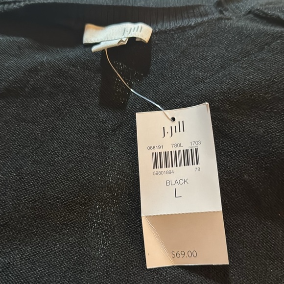J. Jill black linen cotton blend open lightweight black cardigan Sz L new - Picture 5 of 7